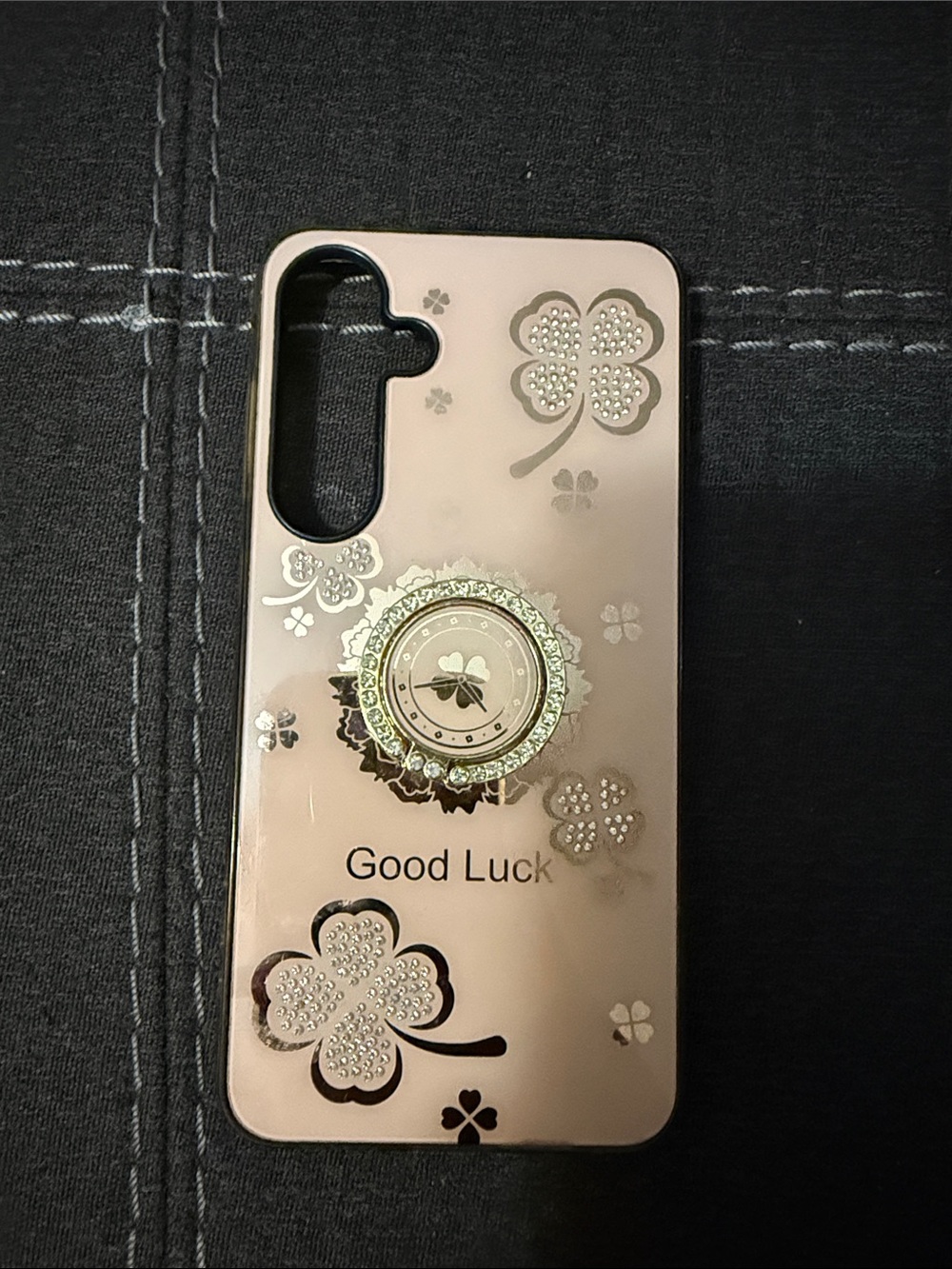 Samsung Galaxy S25+ Case - Rose Gold Good Luck Clover with Loop Grip